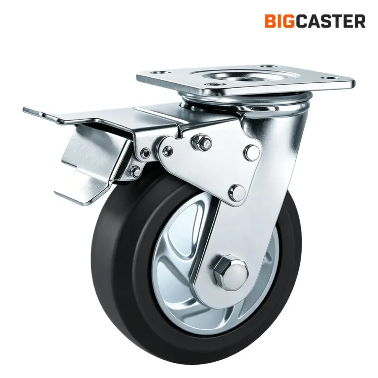 5-inch-heavy-duty-elastic-rubber-brake-caster-G4403