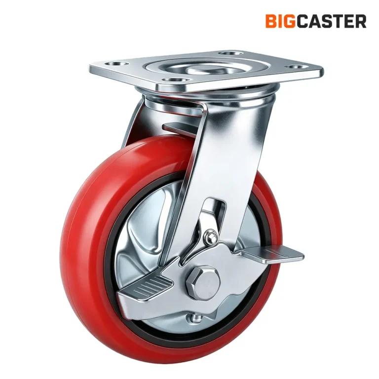 6-inch-Korea-heavy-duty-iron-core-side-brake-PU-caster-G4211