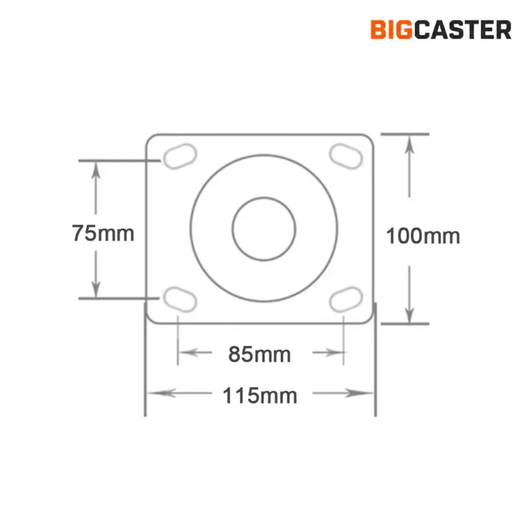 Caster top plate installation dimensions