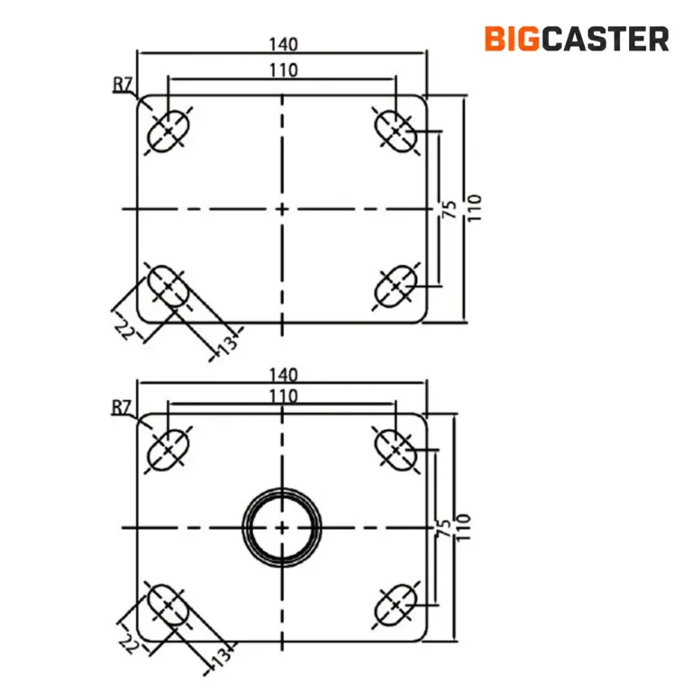 Heavy-duty-impact-resistant-caster-top-plate-dimension-drawing