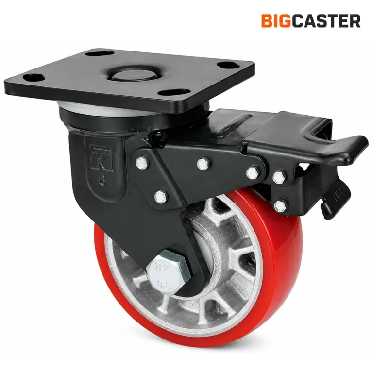 Heavy-duty-manganese-steel-bracket-polyurethane-brake-casters-t0703