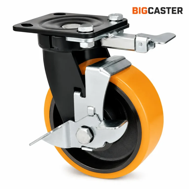 Heavy-duty-polyurethane-casters-with-steering-lock-and-side-lock-T0605
